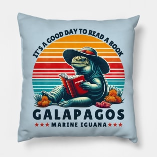 Galapagos marine iguana reading a book Pillow