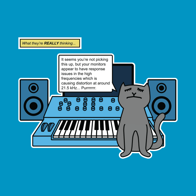 Cat on Music Studio Desk with Analogue Synthesizer by Atomic Malibu