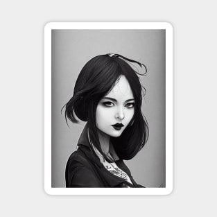 Japanese Woman Black and White Magnet