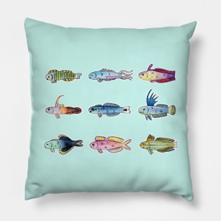 Saltwater Reef Aquarium Dartfish In Watercolor Pillow