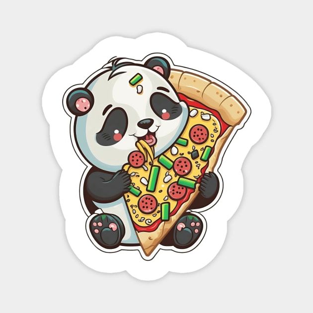 Cute Cartoon Panda Eating Pizza Funny Kawaii Magnet by kiddo200