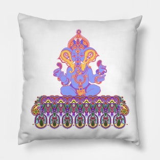 Lord Ganesha Hindu Elephant Head God Paisley Border Pillow