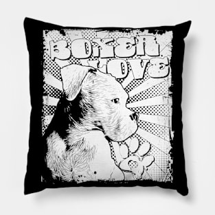 Vintage White Boxer Lineart Style Pillow