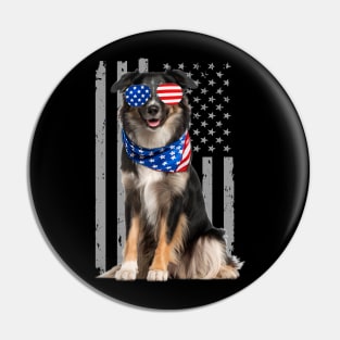 Energetic Aussies Dog American Flag, Stylish Statement Tee Collection Pin