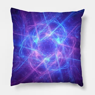 Abstract Blue and Pink Swirly Fractal Art Pillow