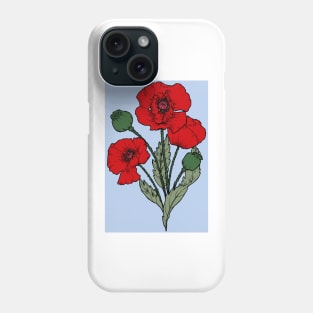 Drawing of a poppy Phone Case