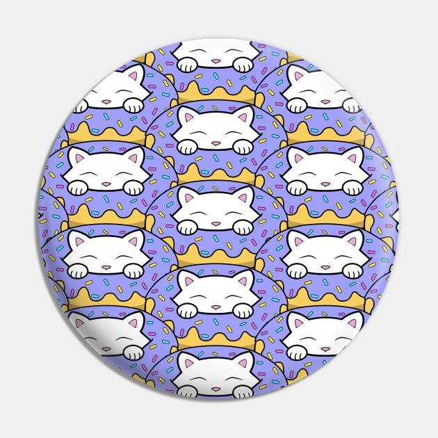 Cute cat eats donuts pattern Pin by Purrfect