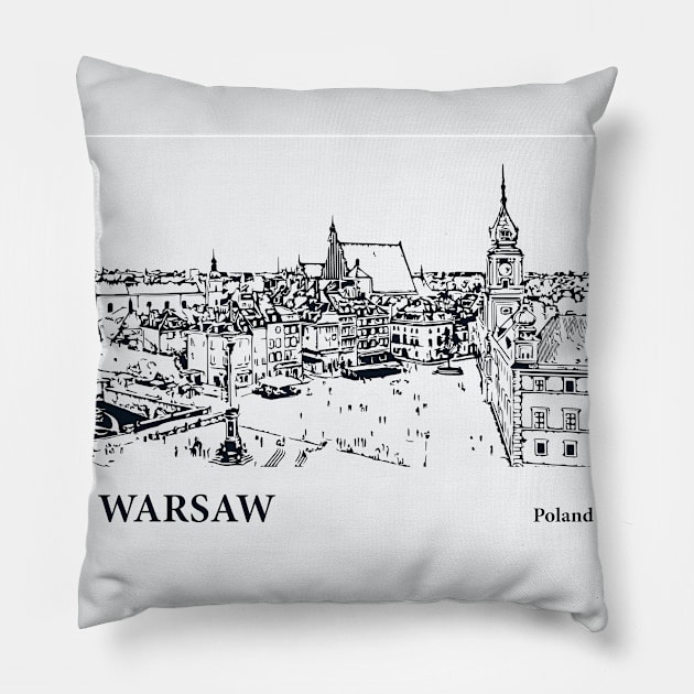 Warsaw - Poland Pillow by Lakeric