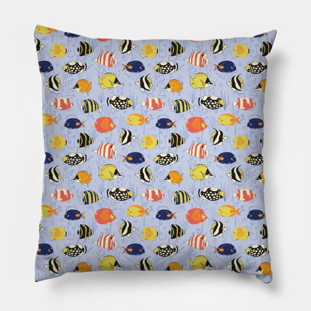 Tropical coral reef fish Pillow by Sandra Hutter Designs