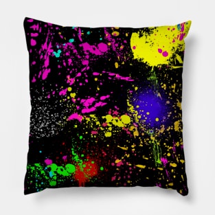 Colorful Paint Splatter Pillow