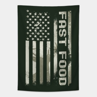 Distressed Buck Deer Camo American Flag - Fast Food Hunter Tapestry