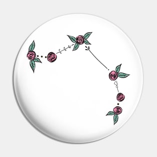 Aries Zodiac Sign Constellation Roses and Hearts Doodle Pin