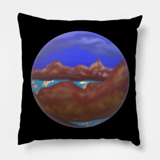 Koi Fish and Mountains (Round) Pillow