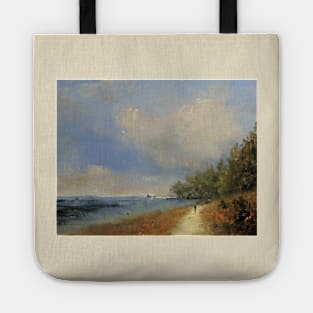 Muted Ocean Coastline Oil Painting - East Coast Scenery Art Print Tote