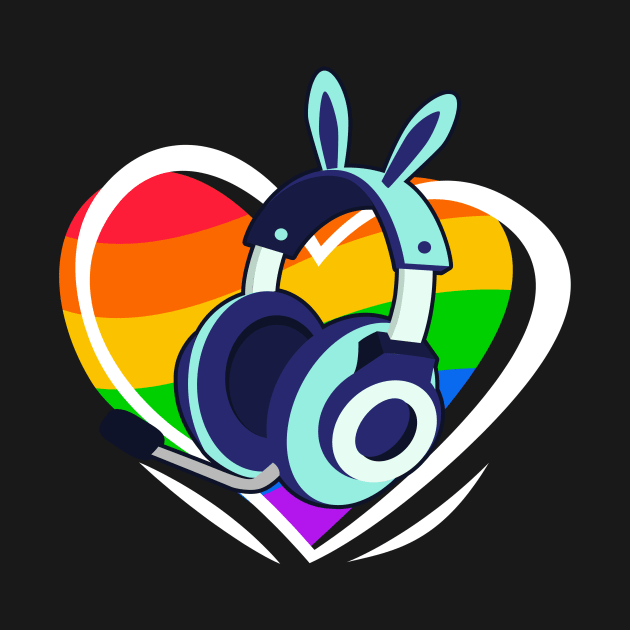 Gamer Gay Pride LGBTQ Gaming Headphones Heart by Foxxy Merch