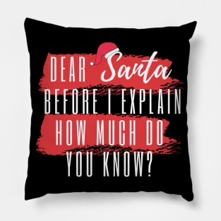 DEAR SANTA BEFORE I EXPLAIN HOW MUCH DO YOU KNOW Pillow