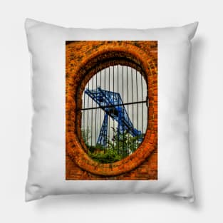 Tees Transporter Bridge Viewed Through Wall Space Pillow