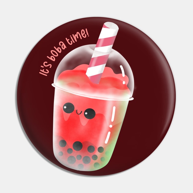 Strawberry Bubble Milk Tea Pin by Lala Artland