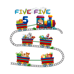 5th birthday train themed party 5 year old toddler train T-Shirt