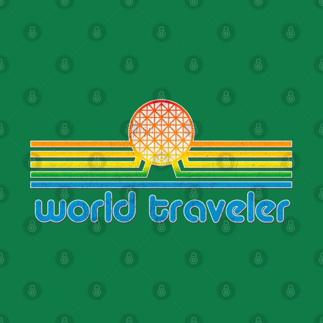 World Traveler - World Showcase inspired retro distressed world showcase vacation tee by KellyDesignCompany