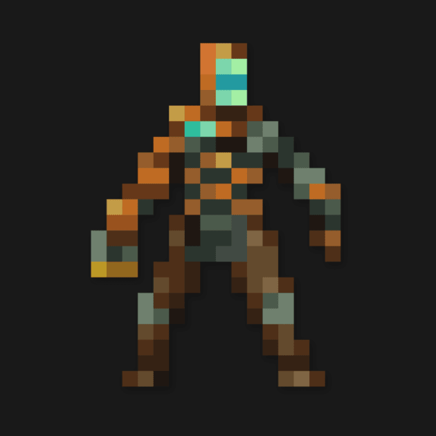 Isaac Clarke low-res pixelart by JinnPixel