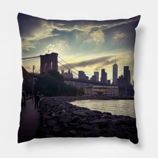 Manhattan Skyline Dumbo Sunset Brooklyn Bridge NYC Pillow