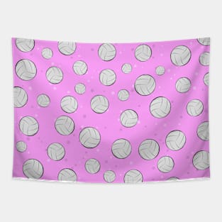 Volleyball Balls Seamless Pattern - Pink Background Tapestry