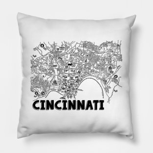 Cincinnati Ohio Map Art Pillow