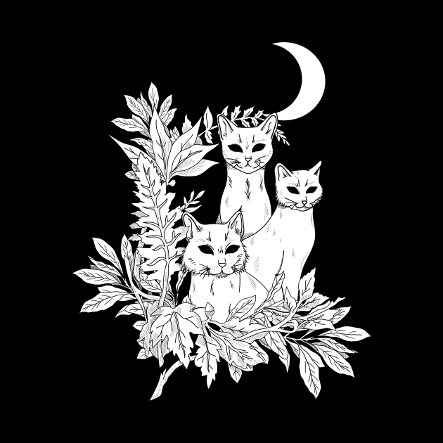 Bewitched Cats - b&w version by SnugglyTh3Raven