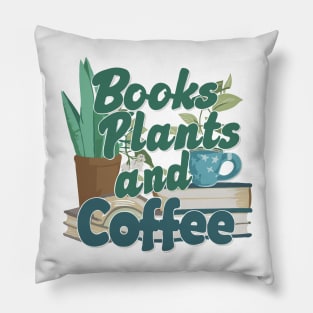 Books Plants And Coffee, Retro Pillow