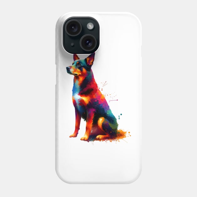 Vibrant Australian Kelpie in Colorful Splash Art Style Phone Case by ArtRUs