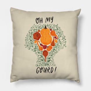 "Oh My Gourd" - pumpkins & swirls Pillow