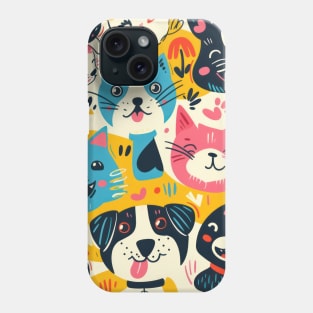 Eclectic Happy Pets and Nature Pattern Phone Case