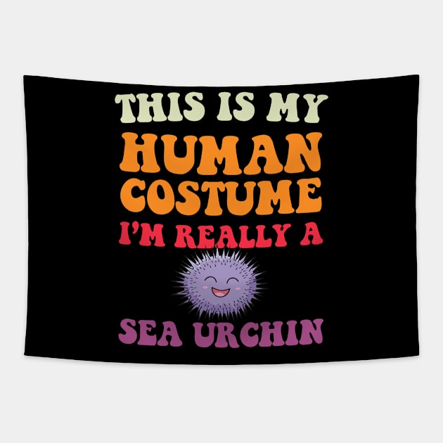 Sea urchin Retro Groovy Funny & humor Sea urchins Cute & Cool Art Design Lovers Tapestry by zyononzy