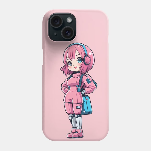 Cute bubblegum robot girl Phone Case by InkPulse