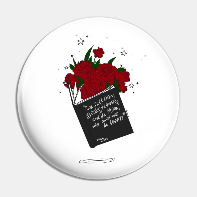 Book and roses Pin by Iblue