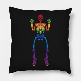 Spooky Rainbow Skeleton Pillow