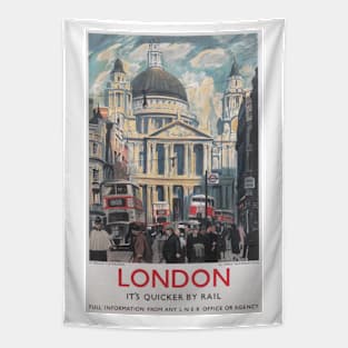 London, St Paul's Cathedral - Vintage Railway Travel Poster - 1939 Tapestry