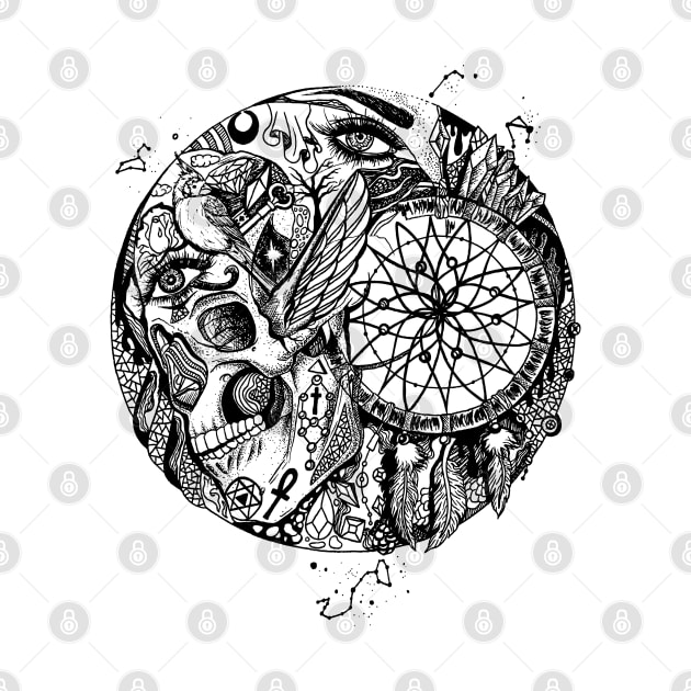 Skull and The Dreamcatcher Circle by kenallouis