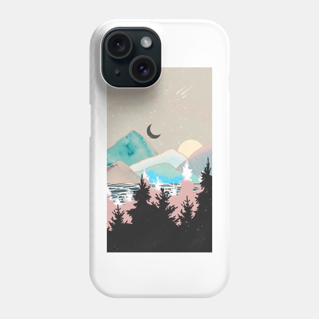 Pastel Mountain View Celestes Studio© Phone Case by CelestesStudio