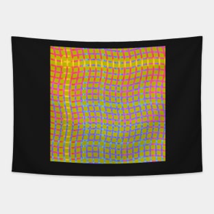 Wavy Plaid Rainbow on Yellow Green Repeat 5748 Tapestry