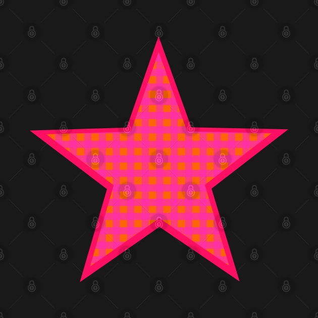 Pink and Orange Gingham Star by bumblefuzzies