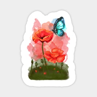 Corn Poppy, Meadow flower, wild flower, Butterfly Magnet