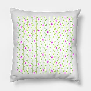 Watercolor Floral Vines Pattern - Lime Green & Magenta Pink Pillow