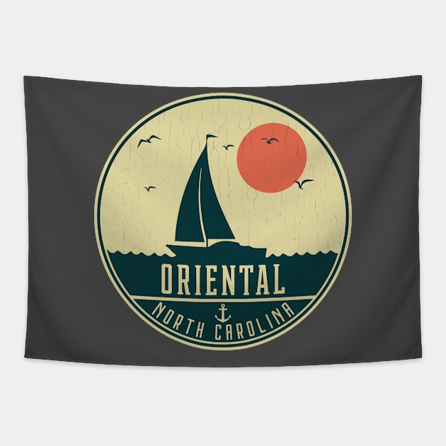 Oriental North Carolina Sailing Design Tapestry by dk08