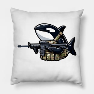 Tactical Orca Majesty Tee: Where Strength Meets Oceanic Elegance Pillow