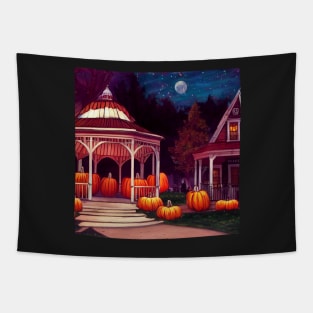 Halloween Night at Town Square - Pumpkins Tapestry