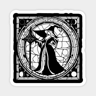 Stained Glass Witch (White) Magnet