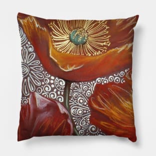 Fiery Red Poppies Pillow