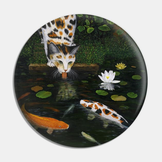 Calico Cat and Koi Fish Calico Cat Pin TeePublic